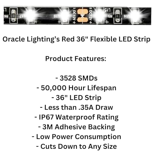 Tira LED flexible roja 36 pulg impermeable para auto miniatura 3
