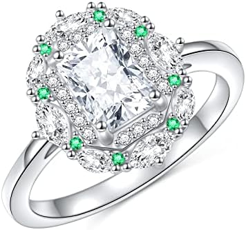 Sterling Silver Created Crystal Weddding Rings for Women Promise Engagement Marry Ring Gift for Her