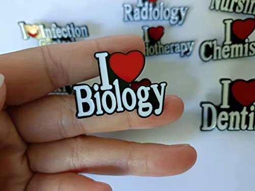 Image of White and Black Enamel Red Heart I Love Nursing I Love Chemistry English Words Brooch and Pin