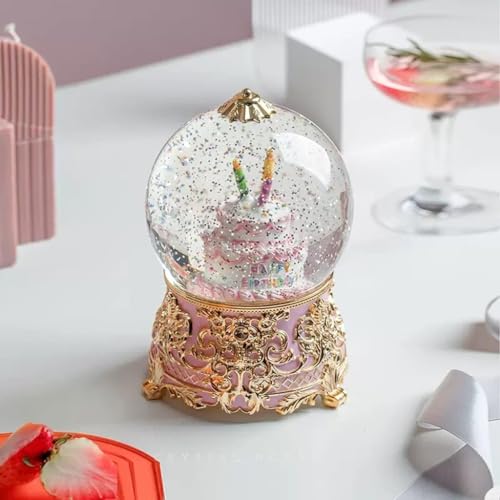 Bola de cristal de copo de nieve giratoria con luces coloridas musicales 3
