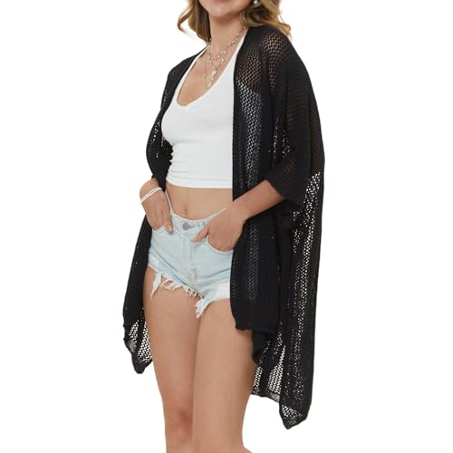 Image of STARWHISPER Open Front Cardigans Crochet Coverups for Women Lightweight Cardigan Sweaters for Women Mesh Cardigan Sweaters