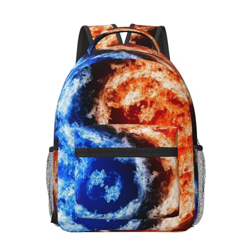 Sac à dos étudiant imperméable design eau et feu pour le collège