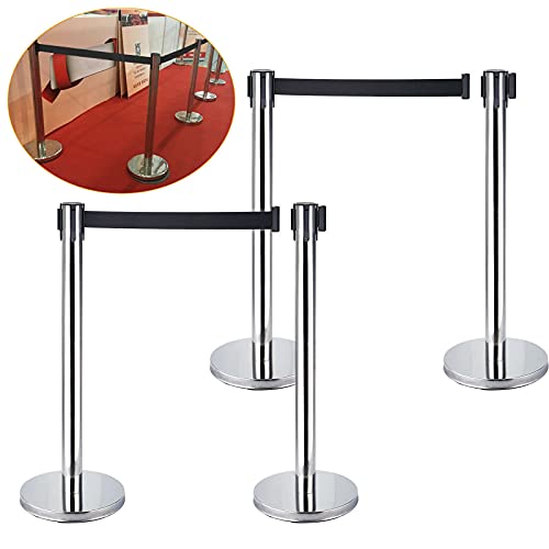 RibasuBB 4pcs Poteau de délimitation, 4X système de Guidage de Personnes Poteau de délimitation Poteau Poteau de Sangle 2 mètres de Sangle Système de Guidage de Personnes Hôtel
