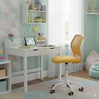 Homy Casa Home Office Desk Chair, Colorful Task Chair with Soft Mesh Padded Cushion, Height Adjustable Swivel Study Computer Chair for for Girls Boys Teens, Yellow