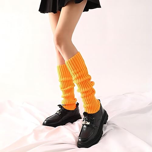 Image of 3 Pairs Women Knit Leg Warmers Retro 80s Retro Ribbed Knitted Knee Ballet Thigh High Leg Warmers Ankle Heap Sock