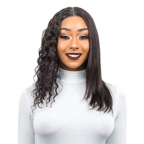 10A Wet And Wavy Hair Wig 100% Human Hair Lace Front Wigs Glueless Pre Plucked Lace Front Wigs Indian Dream Straight Hair 5.5" Middle Part Lace Wig Will Become Natural Wave After Wash Lace Wig 16inch
