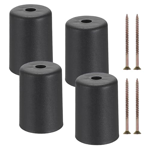 SUMNACON 4 patas de plástico redondas cónicas de 8 cm, patas de sofá negras de repuesto, patas de soporte de gabinete con tornillo de rosca para muebles de habitación, reemplazo de bricolaje
