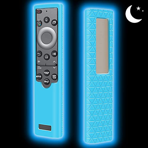 Funda Silicona para Mando Samsung Solar BN59 01385 BN59 01386 Series BN59 01391A [Antideslizante] Carcasa de Protector Compatible con Mando TV Samsung SolarCell Remote 2022 2023 (Glow Blue)