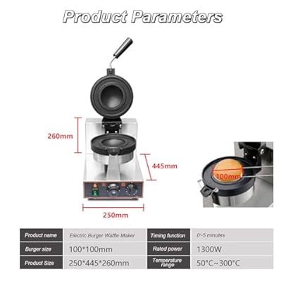 Doppelseitig Beheizter Burger-Maker Maschine, kommerzielles Waffeleisen, gegrillt, automatischer Maker, Donut-Maker, 50–300 °C Temperaturregelung, doppelseitige Heizung – Bild 5
