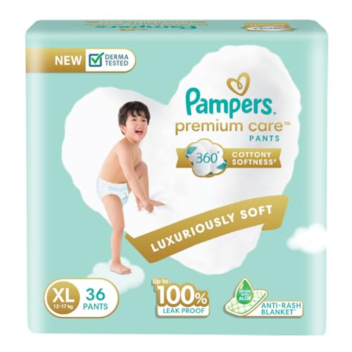 Pampers Premium Care Pant Style Baby Diapers, X-Large (XL) Size, 36 Count, All-in-1 Diapers with 360 Cottony Softness, 12-17kg Diapers
