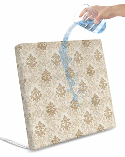 Hokiten Boho Ethnic Outdoor Cushion Chair Cover Set of 4 - Waterproof Couch Seat Covers, Brown Neutral Aesthetic Abstract Flowers Patio Furniture Protector Cushions Slipcovers for Sofa/RV, 22