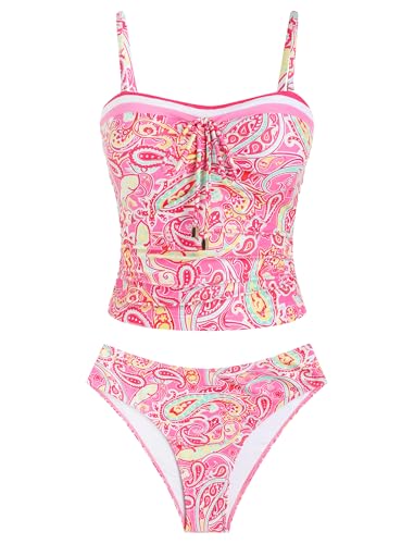 Image of ZAFUL Bandeau Tankini Swimsuits for Women Tummy Control Slim Fitted Swimwear Strapless 2 Piece Bathing Suit