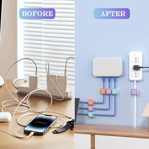 6 Pack Magnetic Cord Organizer,Magnetic Desk Cable Clips Management,Adhesive Charger Cable Clips Holder Keeper Organizer (Color Mix)