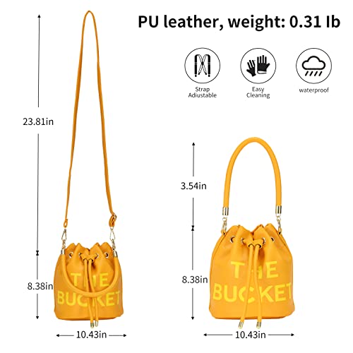 Image of JQAliMOVV Mini Leather Bucket Bags for Women Drawstring Bucket Purse Crossbody Handbags Hobo Bag
