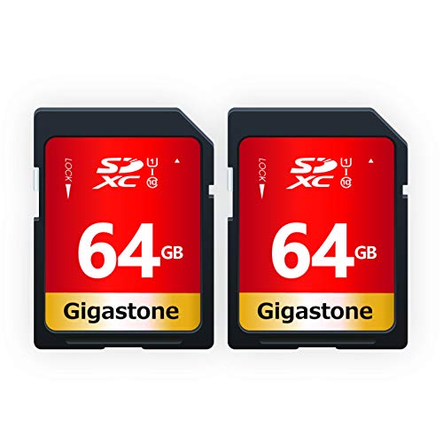 Gigastone 64GB SDXC Speicherkarte 2er-Pack, UHS-I U1 Klasse 10, bis zu 80 MB/Sek. für Digitalkameras Canon Sony Nikon Olympus PC