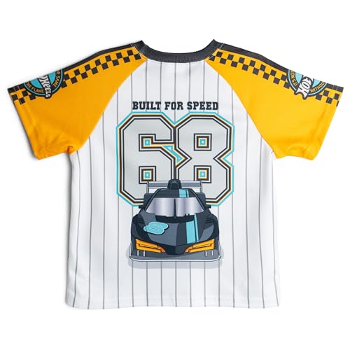 Hot Wheels Big Boys Mesh Baseball Jersey Athletic T-Shirt and Shorts Outfit Set Golden Yellow/Gray 10-12 - image 5