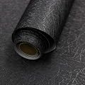 15.7" X 118" Black Silk Wallpaper Embossed Self Adhesive Peel and Stick Wallpaper Contact Paper Removable Waterproof Kitchen Vinyl Wrap Cabinet Furniture Textured Renter Friendly Wall Gift Paper