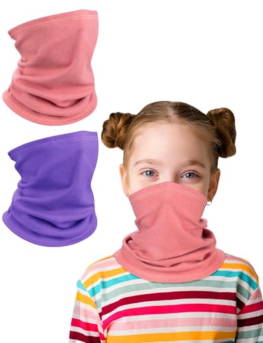 Kiiwah 2 Pièces Cache-Cou Enfants Dralon, Hiver Tour de cou Enfant Thermique Snood pour Fille Garcon Multifonction Echarpe Coupe-vent de Plein Air Sports Ski...