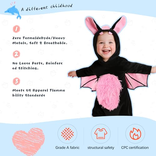 VZQI Baby Unisex Plush Animal Outfit Toddlers and Kids Bat Sleeveless Hooded Dress2