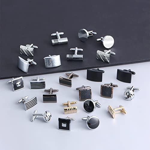 Jewpark 12 Pairs Stainless Steel Cuff Links Shirt Studs For Men Classic Tuxedo Shirt Cufflinks Unique Business Groom Wedding Jewelry Gift #TOP5