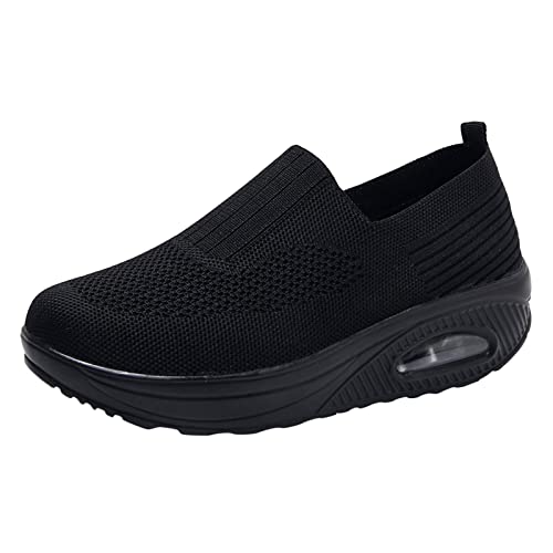 Zapatos de mujer oferta zapatillas sin cordones para correr zapatillas fitness gimnasio tenis zapatos moda zapatos ortopédicos zapatos voleibol mujer ligero zapatos para correr mujer, Negro , 42 EU