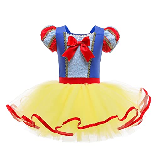 Lito Angels Disfraz Bailarina de Ballet Princesa Blancanieves para Niñas, Vestido Maillot de Danza Baile con Falda Tutu, Talla 5 a 6 Años, Amarillo
