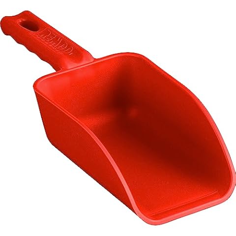 Vikan Remco 63004 Color-Coded Plastic Hand Scoop - BPA-Free Food-Safe Kitchen Utensils, Restaurant and Food Service Supplies, 16 oz, Red Cover