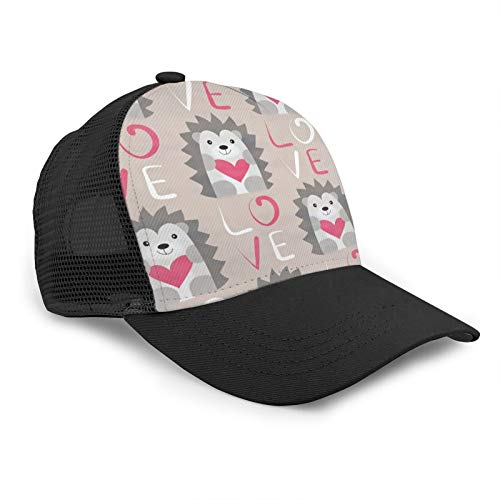 Hedgehog with Heart Unisex Hat Kids Trucker Hat Baseball Mesh Back Cap Fits Baby Toddler and Youth