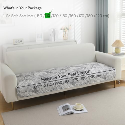 Image of HOKIPO Printed Waterproof + Anti-Slip + Quick Dry Sofa Seat Mats, Abstarct Pale Grey - Length 110cm (AR-5230-P7)
