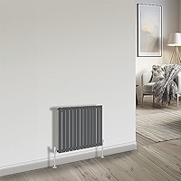 NRG 600x1156 Mm Black Column Designer Radiator Horizontal Double Flat Panel