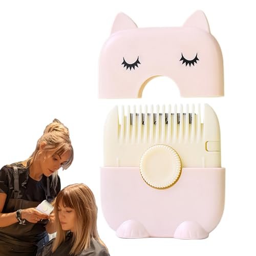 ヘアレザーコーム - 細かいヘアシンニングコーム,2 in 1 子供バングストリミングツール エンドカ ット用品 自宅旅行子供大人用,女の子や赤ちゃんの前髪や切れ毛を整える、両面家庭用スプリットヘアトリマーコーム