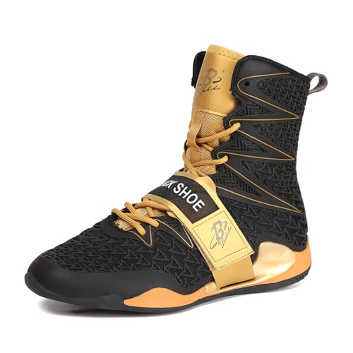 Boxing Shoes for Men High Top Gym Shoes Fighting Sports Training Footwear LS308 Gold