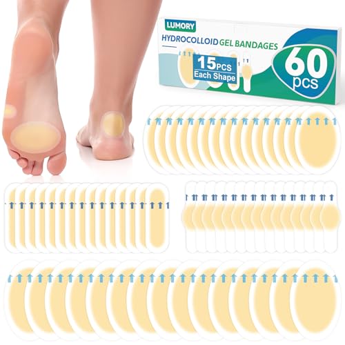LUMORY 60pcs Hydrocolloid Blister Bandages