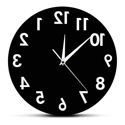 The Geeky Days Reverse Wall Clock 12 inch Unusual Numbers Backwards Modern Decorative Clock Watch Excellent Timepiece for Your Wall Cover