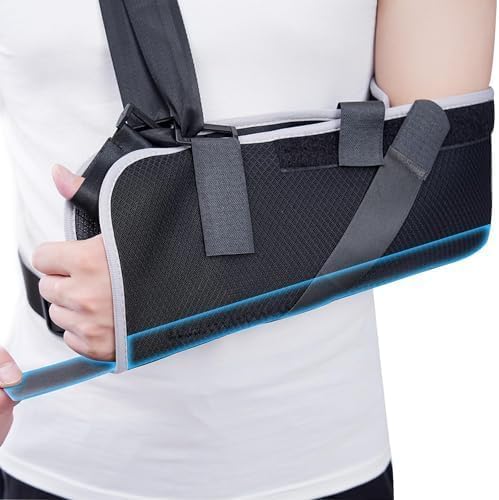 Arm Sling for Broken Fractured Bones Elbow Wrist, Adjustable Shoulder Immobilizer & Rotator Cuff Support Sling, Arm Brace for Shoulder Injury, Universal for Left and Right Arms, Men& Women (S)