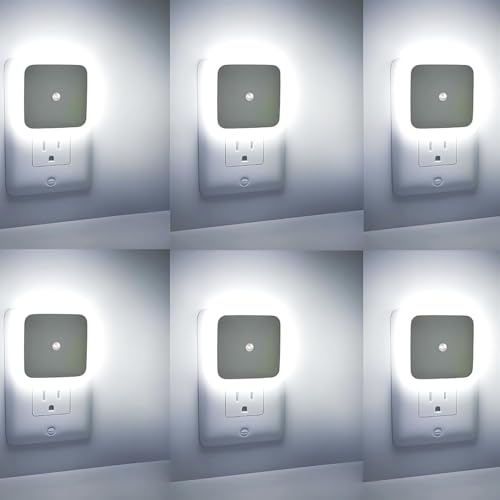 Image of Night Lamp Night Lamp Sensor Light For Bedroom Bed Side Home | Smart Automatic ON /Off Dim LED Lights | Energy Saving 0.5W Lamp | Long Life For Hallway, Stairs, Kitchen, Bathroom (6PC WHITE)