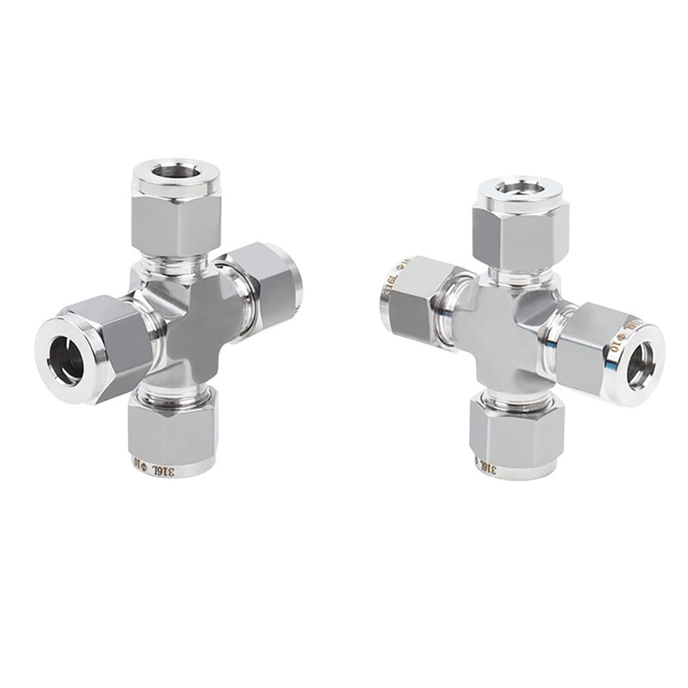Accesorio De Tubería Transversal De Acero Inoxidable 316, Unión De Compresión De Virola Doble De 4 Vías, Pieza De Repuesto De Conector De Tubo Resistente A Altas Temperaturas(0.25 inch LOK)