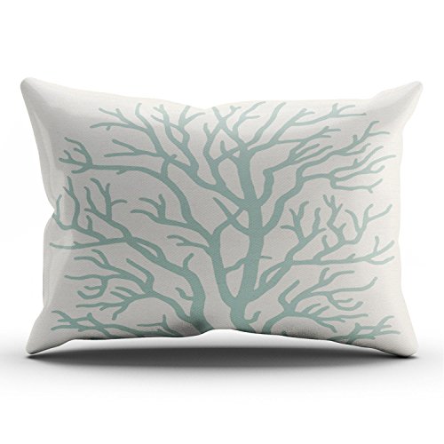 KEIBIKE Personalized Coral Tree in Seafoam Green Rectangle Decorative Lumbar Pillowcases Print Zippered Throw Pillow Covers Cases 12x24 Inches One Sided