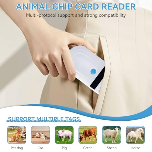 Image of Pet Microchip Scanner, Rechargeable Pet Microchip Reader Pet Chip ID Scanner with OLED Display Screen Supports FDX-B (ISO11784 /11785) and EMID Microchips for Animal /Pets /Pigs /Dogs /Cats