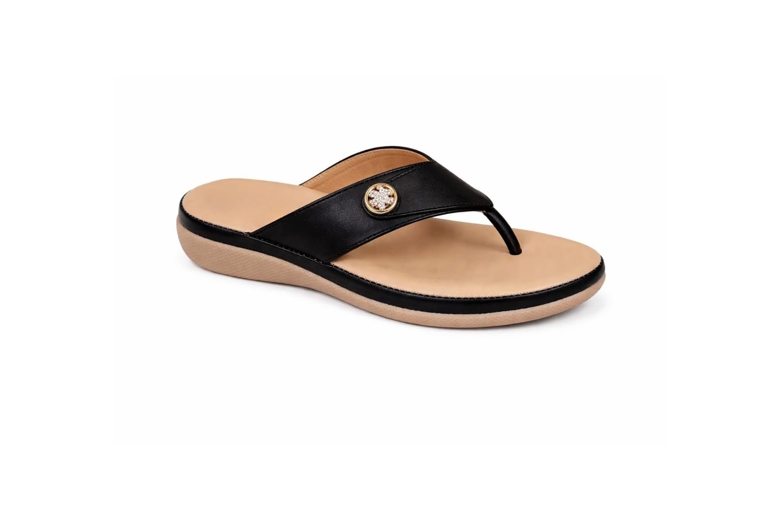 Women’s Black Synthetic Leather Flat Sandals | Trendy Comfortable Casual Wear Footwear-image-40