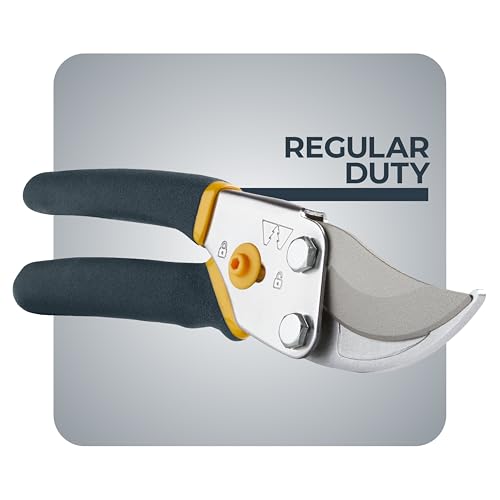 Image of Woodland Tools Co. Bypass Pruning Shears for Gardening - 5 /8 inch Cut Capacity, High Carbon Steel Blade with Non-Stick Coating, Soft Grip, Steel Handle, Hand Pruner for Plants, Flowers, and Shrubs