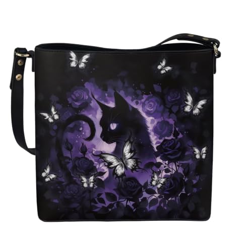 Image of HUGS IDEA Boho Bags for Women Leather Handbag Shoulder Bucket Crossbody Purse