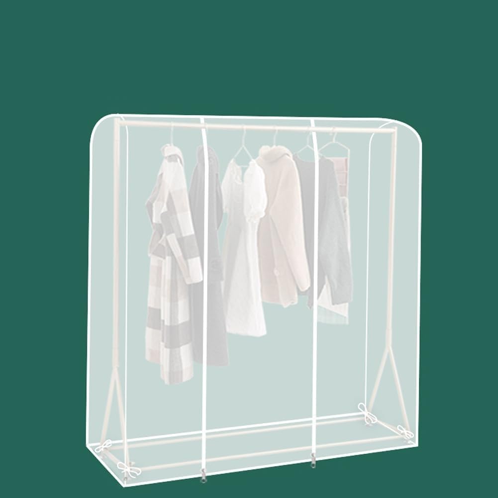 PEVA Dustproof Clothes Rail Cover, Transparent Clothes Rail Cover With Zipper And Straps, 90-150x50x150cm(A,150x50x150CM)