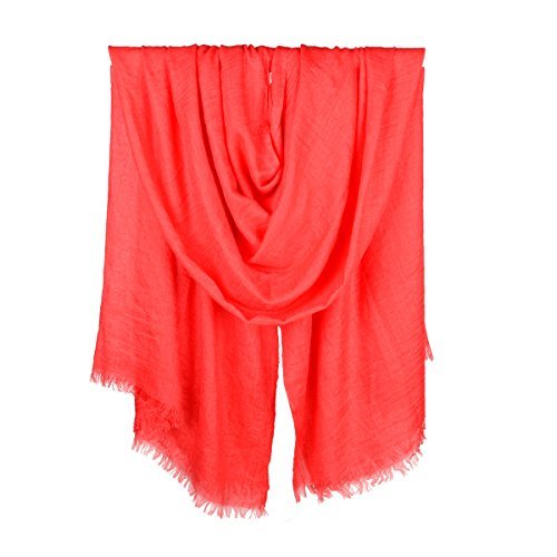 Womens Long Scarf in Solid Color, Light Weight Large Shawls Wrap for Beach Outdoor Camping Traveling Sunscreen Neckwear 75×43 inch (Red)