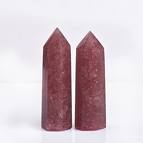 WGPHD Meditation Home 2PC Natural Strawberry Crystal Column six Prismatic Column Single Crystal six Prism Home Meditation (Size : 8-9cm)