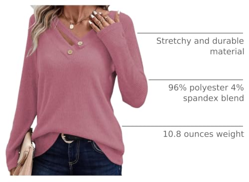 Image of LOLONG Womens Long Sleeve V Neck T Shirts Casual Basic Work Tops Trendy