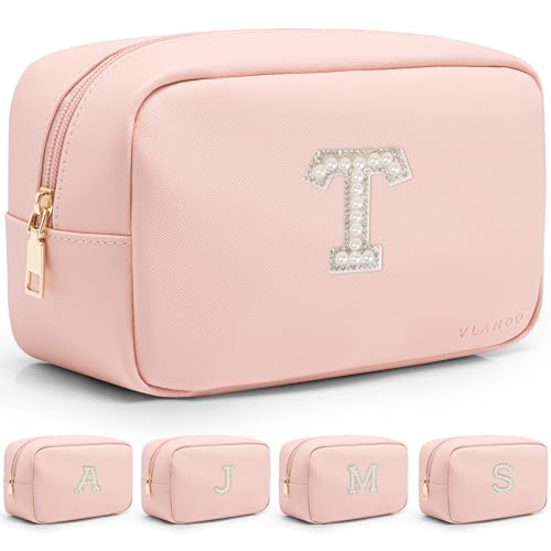 Vlando Teacher Appreciation Gifts Personalized Birthday Gifts Makeup Kit Teen Girls Gifts Preppy Makeup Bag Small Cosmetic Bag Travel Graduation Gifts