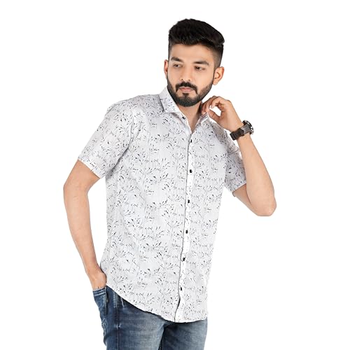 Image of Venisa Men's Cotton Blended Printed Casual Shirt