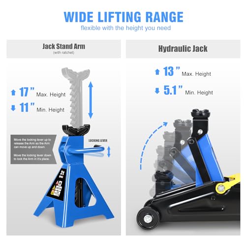 DNA Motoring 2 Ton Jack and Stands