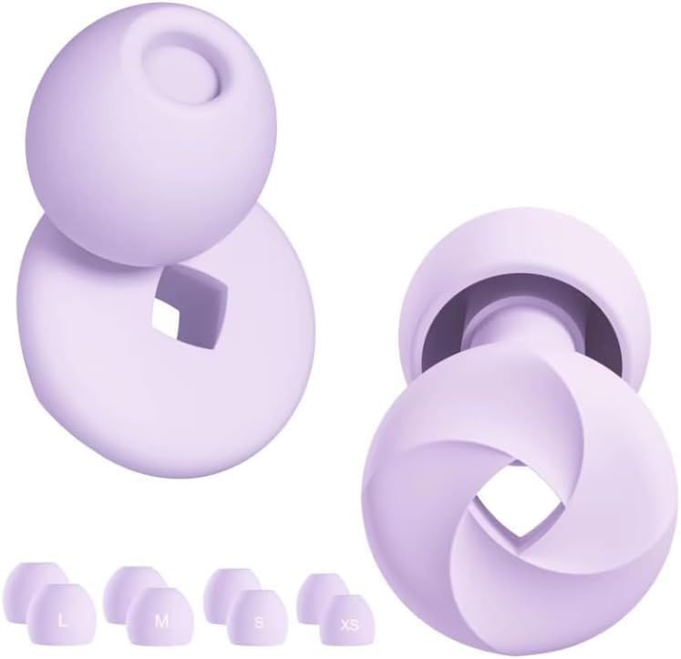 Image of Ear Plugs for Noise Reduction Ear Protection EarPlugs for Sleep,Concerts,Work,Study,8 Size Eartips with Small Box,Perfect Silicone Earplugs for Noise Reduction (Purple1, 1 Pair)